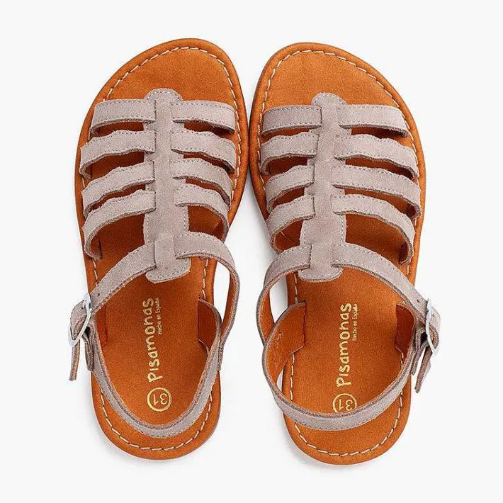 Pisamonas Sandals>Gladiator Suede Sandals With Buckle Closure