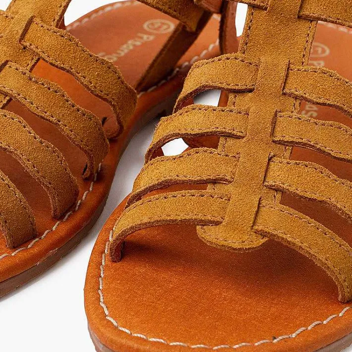 Pisamonas Sandals>Gladiator Suede Sandals With Buckle Closure