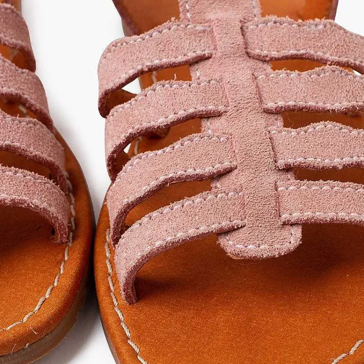 Pisamonas Sandals>Gladiator Suede Sandals With Buckle Closure