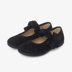 Pisamonas Mary Janes>Glitter Mary Janes With Bow For Girls Colour Black