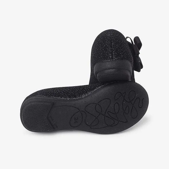 Pisamonas Mary Janes>Glitter Mary Janes With Bow For Girls Colour Black