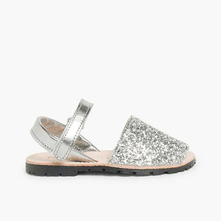 Pisamonas Avarcas Menorcan Sandals>Glitter Menorcan Sandals With Loop Fasteners Fastening