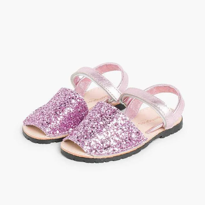 Pisamonas Avarcas Menorcan Sandals>Glitter Menorcan Sandals With Loop Fasteners Fastening