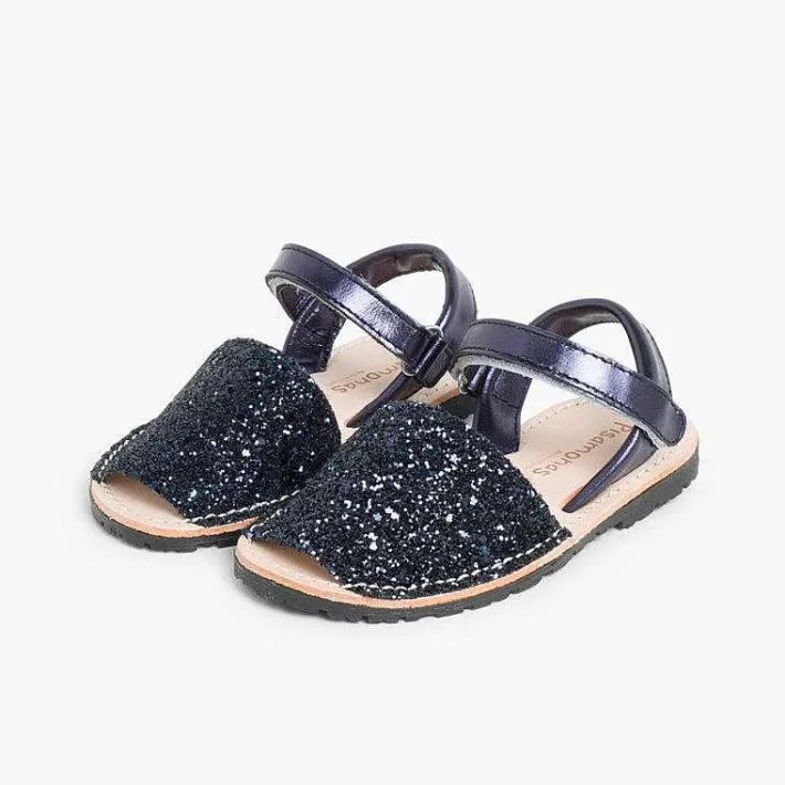 Pisamonas Avarcas Menorcan Sandals>Glitter Menorcan Sandals With Loop Fasteners Fastening