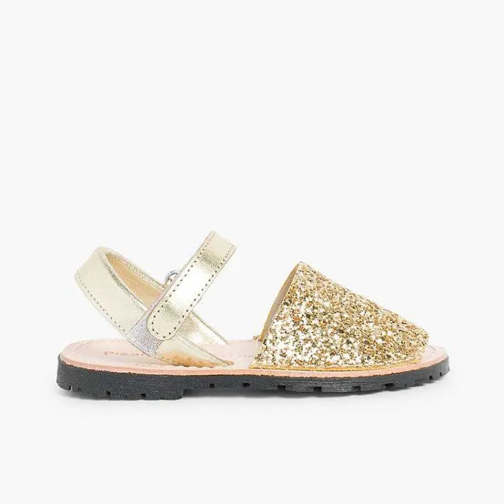 Pisamonas Avarcas Menorcan Sandals>Glitter Menorcan Sandals With Loop Fasteners Fastening