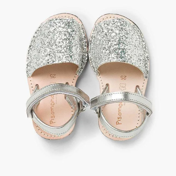 Pisamonas Avarcas Menorcan Sandals>Glitter Menorcan Sandals With Loop Fasteners Fastening