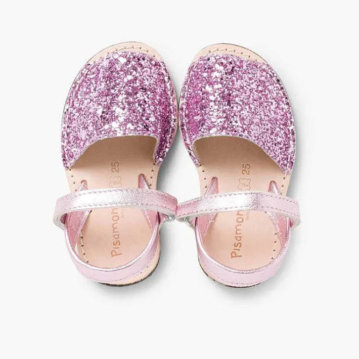 Pisamonas Avarcas Menorcan Sandals>Glitter Menorcan Sandals With Loop Fasteners Fastening