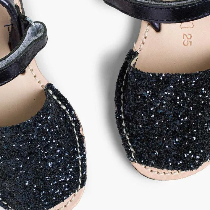 Pisamonas Avarcas Menorcan Sandals>Glitter Menorcan Sandals With Loop Fasteners Fastening