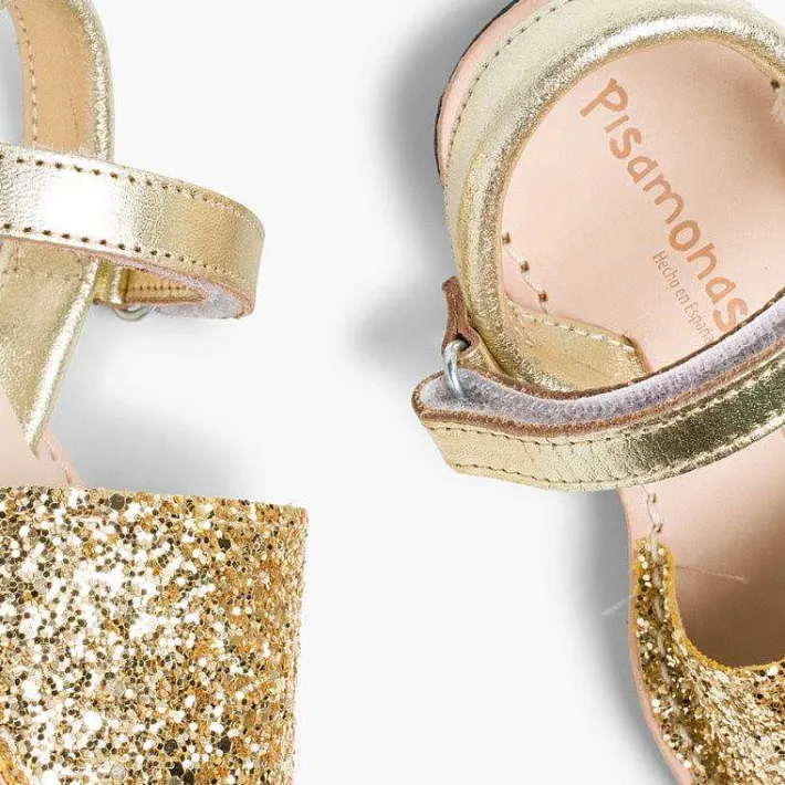Pisamonas Avarcas Menorcan Sandals>Glitter Menorcan Sandals With Loop Fasteners Fastening