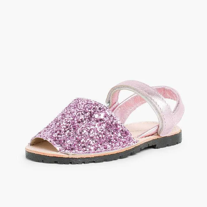 Pisamonas Avarcas Menorcan Sandals>Glitter Menorcan Sandals With Loop Fasteners Fastening