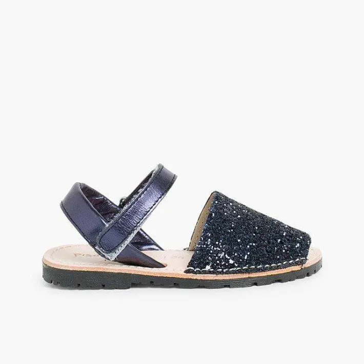 Pisamonas Avarcas Menorcan Sandals>Glitter Menorcan Sandals With Loop Fasteners Fastening
