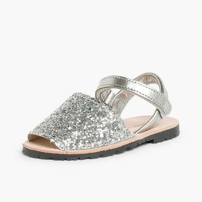 Pisamonas Avarcas Menorcan Sandals>Glitter Menorcan Sandals With Loop Fasteners Fastening