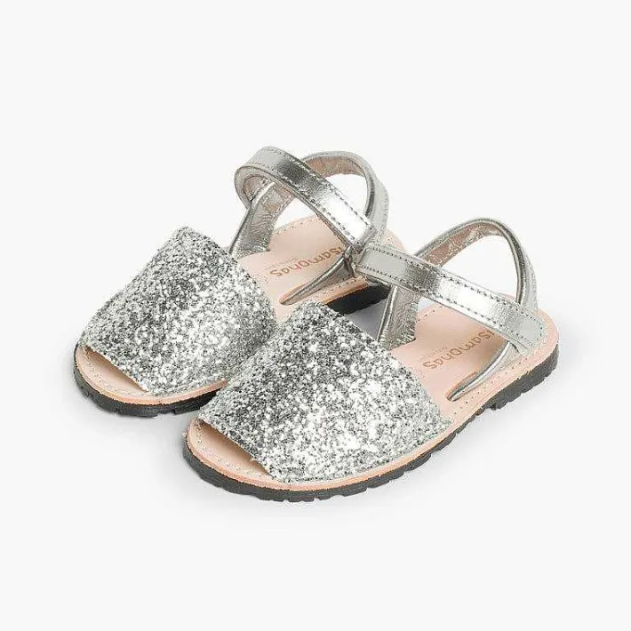 Pisamonas Avarcas Menorcan Sandals>Glitter Menorcan Sandals With Loop Fasteners Fastening
