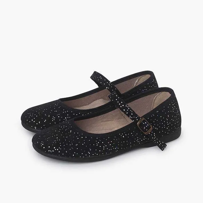 Pisamonas Mary Janes>Glittered Mary Janes With Buckle Fastening