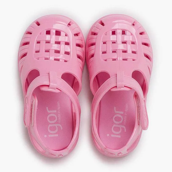 Pisamonas Jelly Sandals And Beachwear>Glossy Jelly Sandals Adhesive Strap