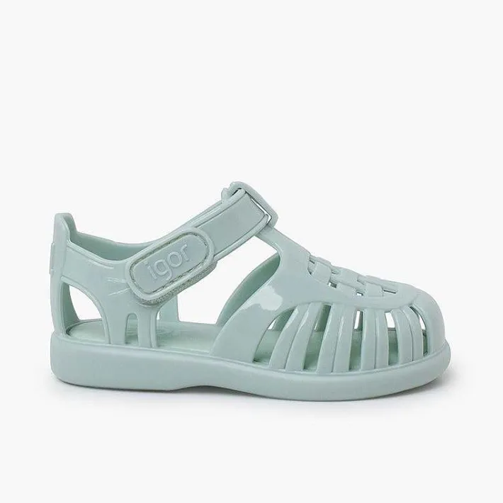 Pisamonas Jelly Sandals And Beachwear>Glossy Jelly Sandals Adhesive Strap