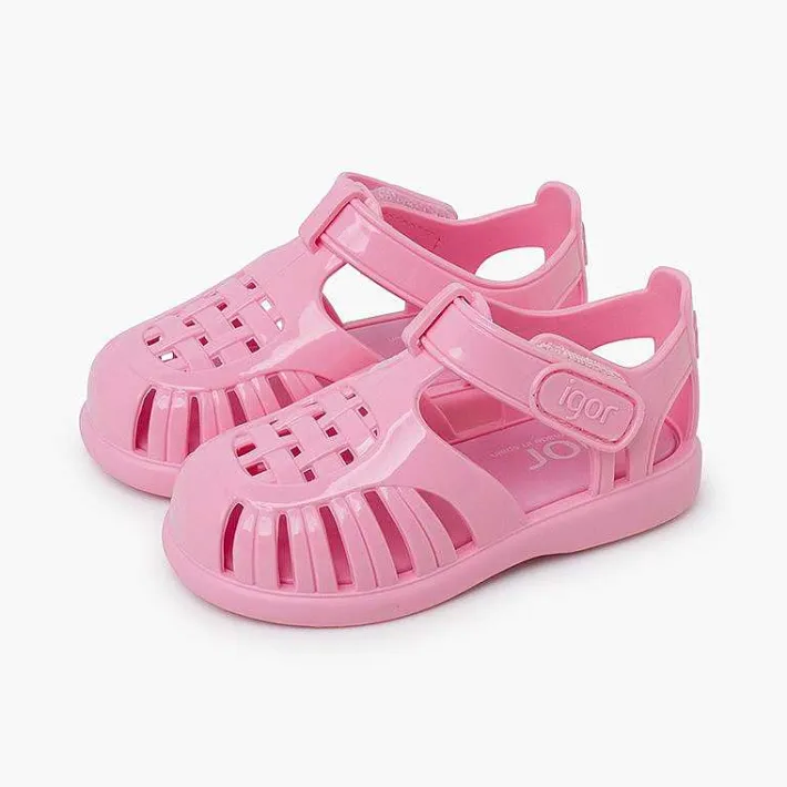 Pisamonas Jelly Sandals And Beachwear>Glossy Jelly Sandals Adhesive Strap