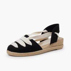 Pisamonas Espadrilles>Goyesque Linen Espadrilles Ecru Ribbons And Wedge