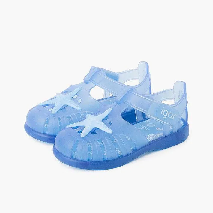 Pisamonas Jelly Sandals And Beachwear>Jelly Shoes With Loop Fasteners And A Starfish