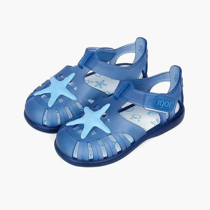 Pisamonas Jelly Sandals And Beachwear>Jelly Shoes With Loop Fasteners And A Starfish