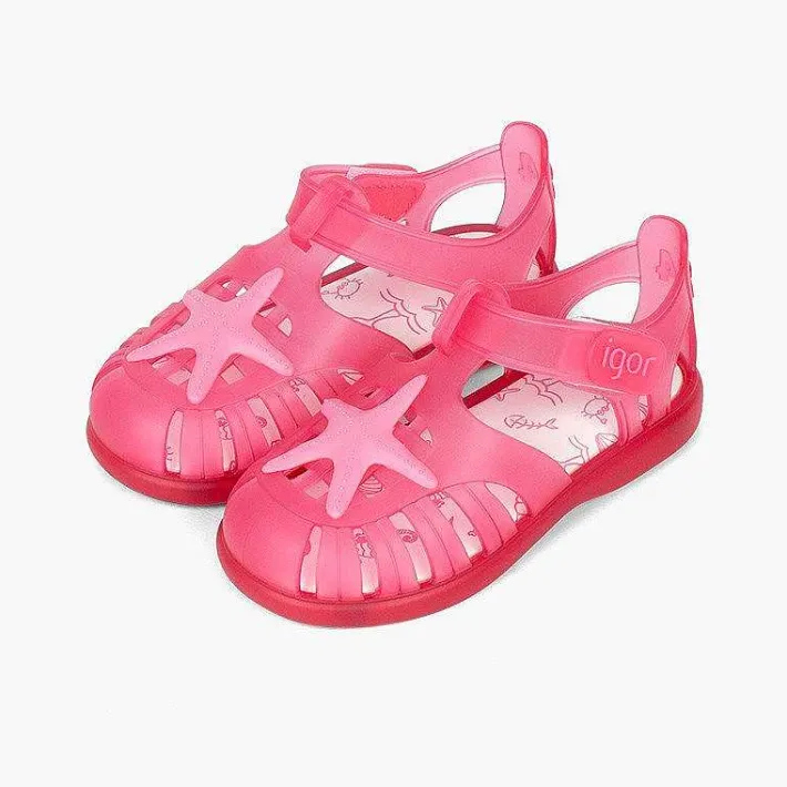 Pisamonas Jelly Sandals And Beachwear>Jelly Shoes With Loop Fasteners And A Starfish