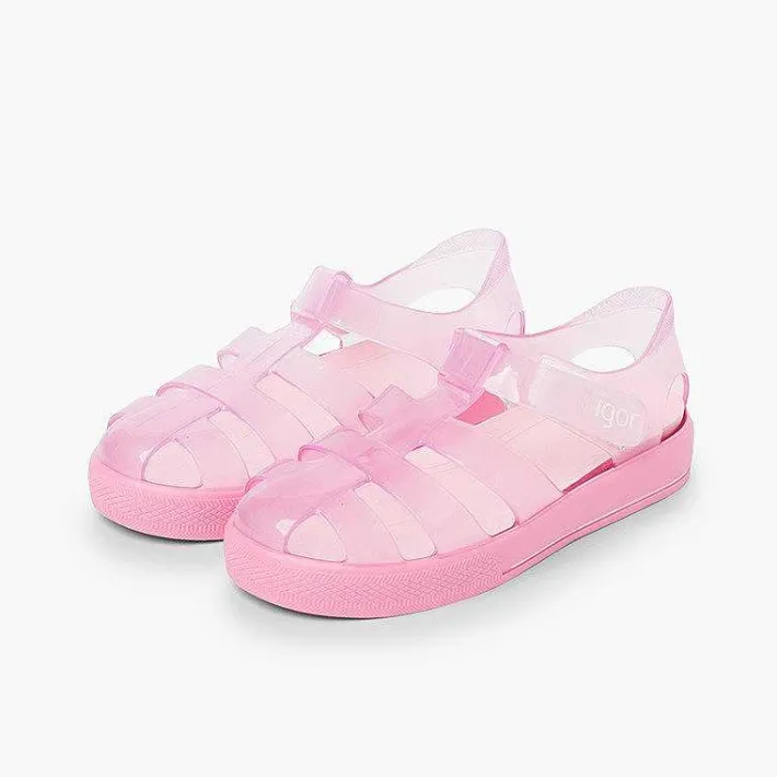 Pisamonas Jelly Sandals And Beachwear>Jelly Shoes With Loop Fasteners Colored Sole