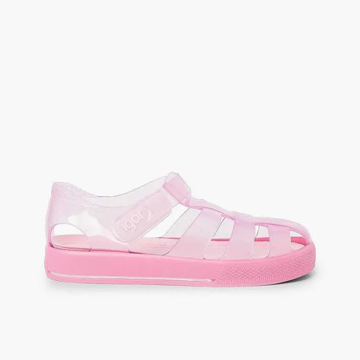 Pisamonas Jelly Sandals And Beachwear>Jelly Shoes With Loop Fasteners Colored Sole