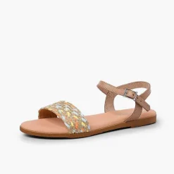 Pisamonas Sandals>Jute Braided Strap Sandal With Buckle Closure