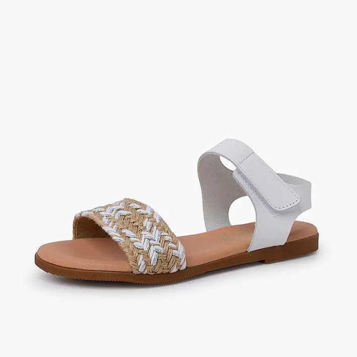 Pisamonas Sandals>Jute Upper Sandals Hook-And-Loop Strap