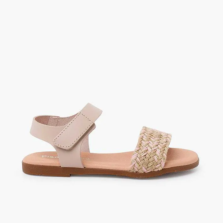 Pisamonas Sandals>Jute Upper Sandals Hook-And-Loop Strap