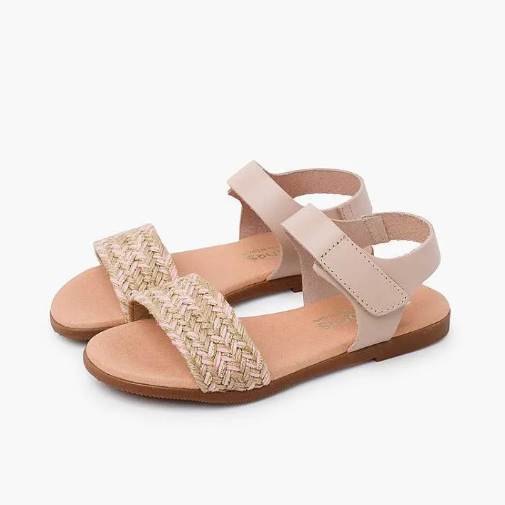 Pisamonas Sandals>Jute Upper Sandals Hook-And-Loop Strap