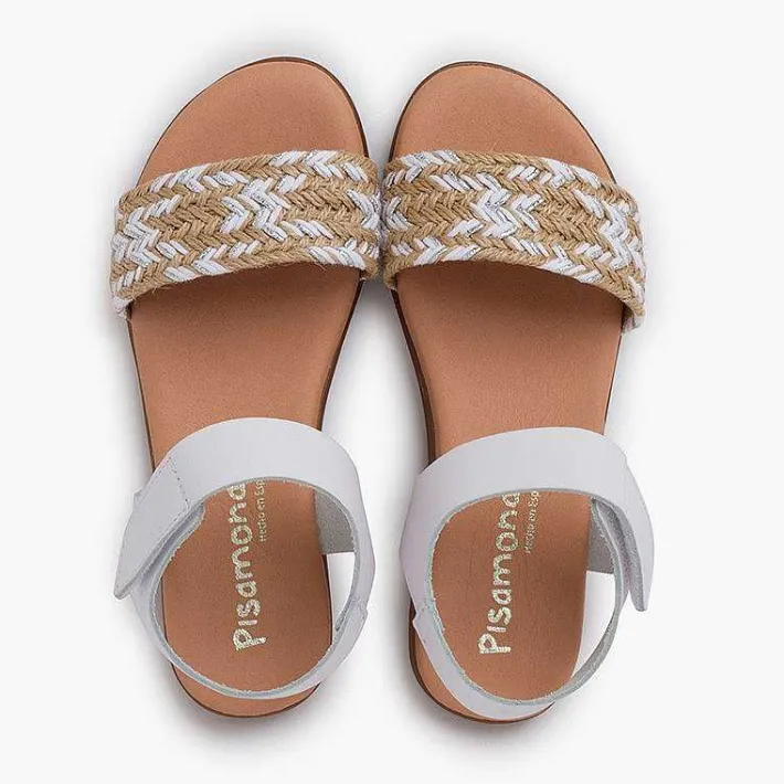 Pisamonas Sandals>Jute Upper Sandals Hook-And-Loop Strap