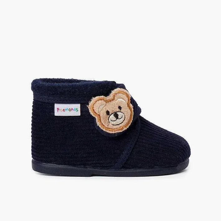 Pisamonas Slippers>Kids Corduroy Slipper Boots Bear