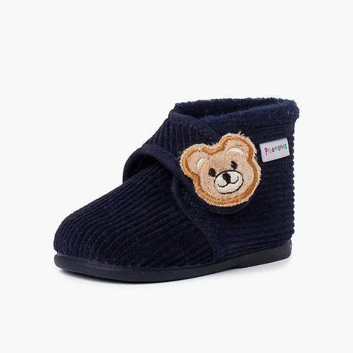 Pisamonas Slippers>Kids Corduroy Slipper Boots Bear