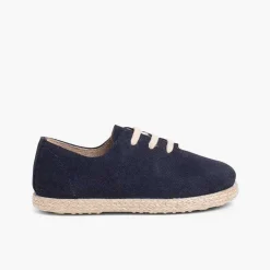 Pisamonas Trainers>Kids Lace-Up Suede And Jute Trainers