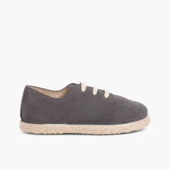 Pisamonas Trainers>Kids Lace-Up Suede And Jute Trainers
