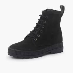 Pisamonas Boots>Kids Military Style Suede Boots Colour Black