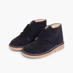 Pisamonas School Shoes>Kids Riptape Suede Desert Boots