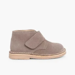 Pisamonas School Shoes>Kids Riptape Suede Desert Boots