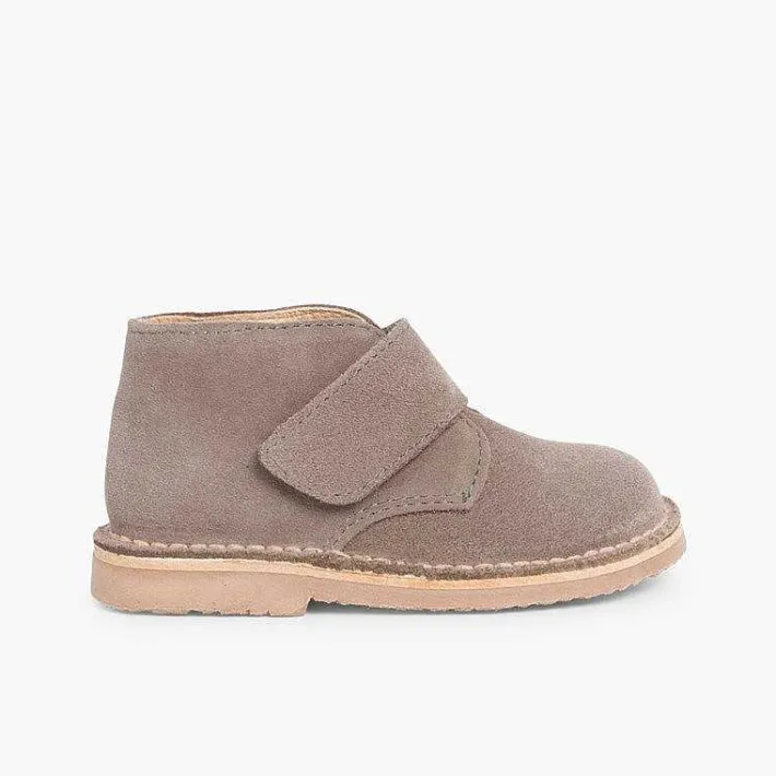 Pisamonas School Shoes>Kids Riptape Suede Desert Boots