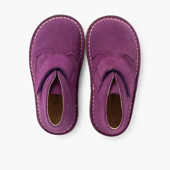 Pisamonas School Shoes>Kids Riptape Suede Desert Boots