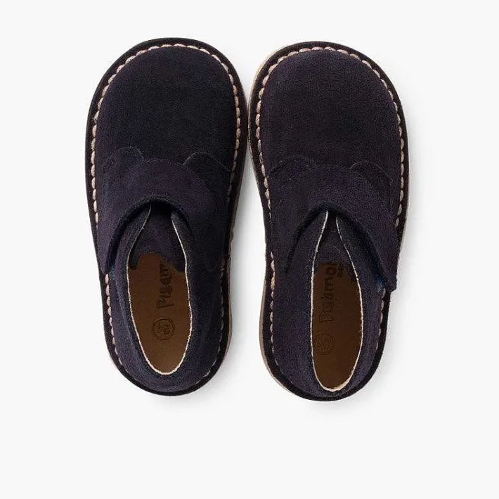 Pisamonas School Shoes>Kids Riptape Suede Desert Boots