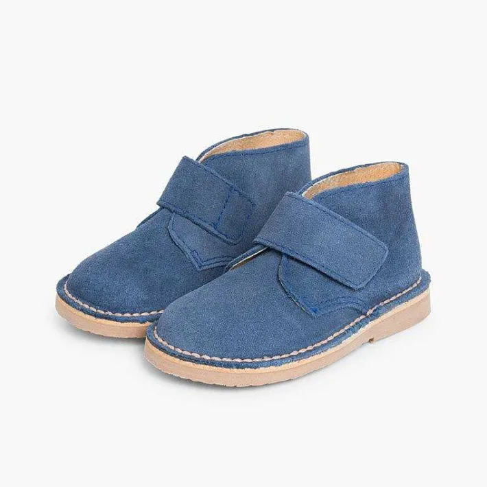 Pisamonas School Shoes>Kids Riptape Suede Desert Boots