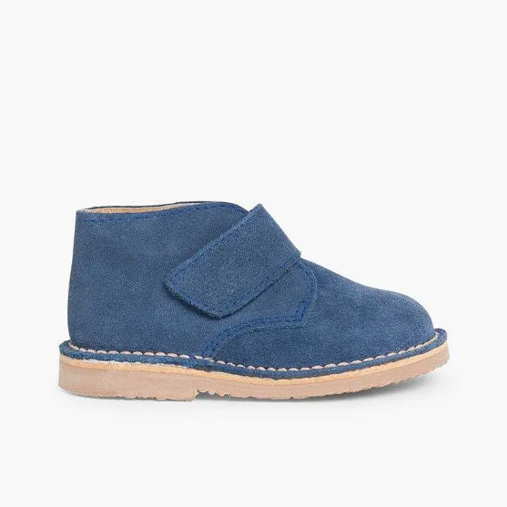 Pisamonas School Shoes>Kids Riptape Suede Desert Boots
