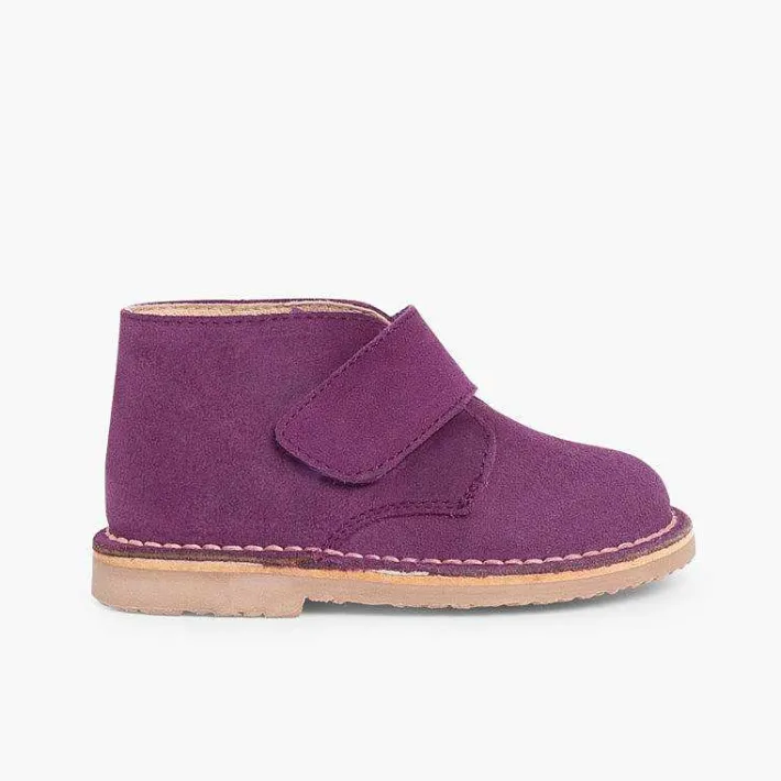 Pisamonas School Shoes>Kids Riptape Suede Desert Boots