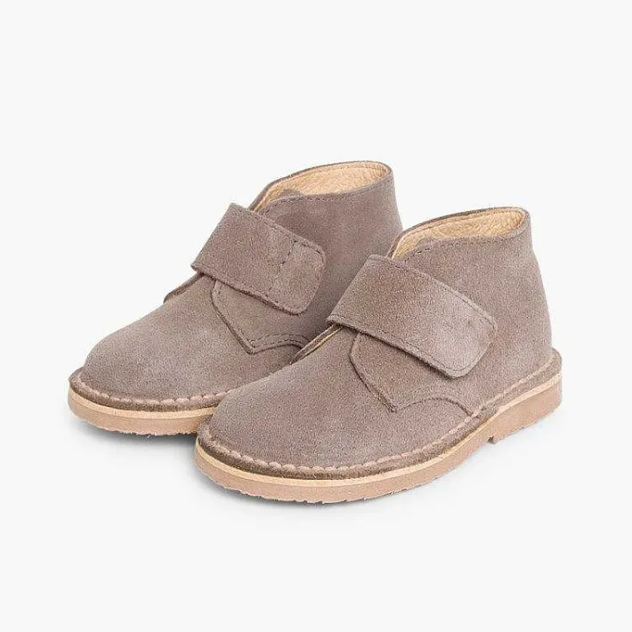 Pisamonas School Shoes>Kids Riptape Suede Desert Boots