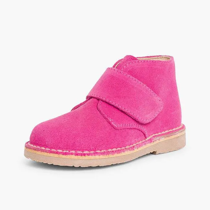 Pisamonas School Shoes>Kids Riptape Suede Desert Boots