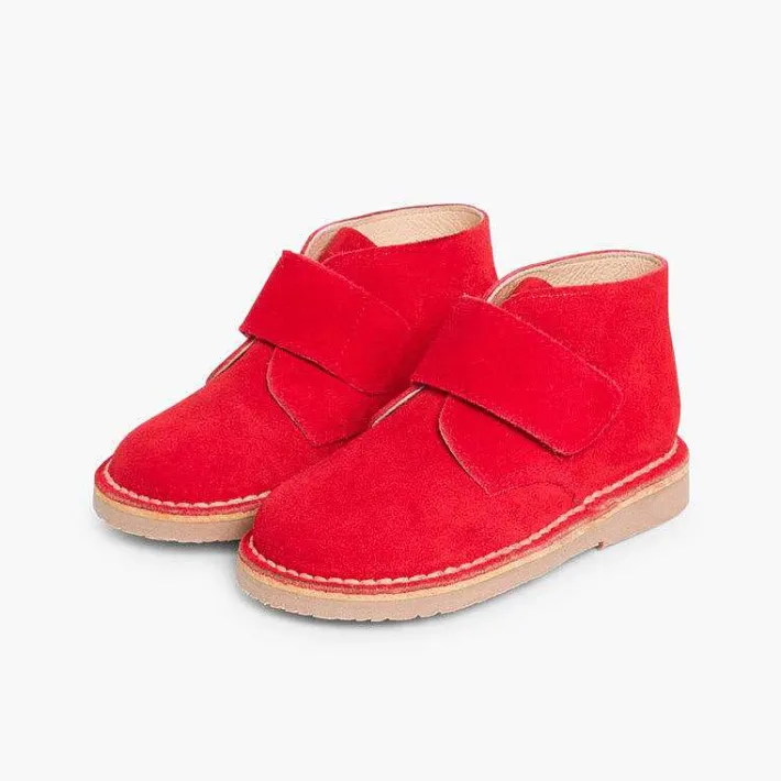 Pisamonas School Shoes>Kids Riptape Suede Desert Boots
