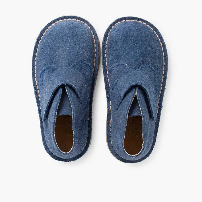 Pisamonas School Shoes>Kids Riptape Suede Desert Boots