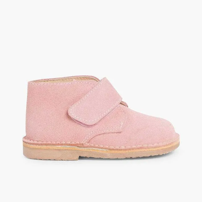 Pisamonas School Shoes>Kids Riptape Suede Desert Boots